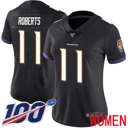 Baltimore Ravens Limited Black Women Seth Roberts Alternate Jersey NFL Football #11 100th Season Vapor Untouchable->women nfl jersey->Women Jersey
